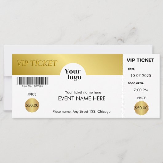 VIP Event Ticket Golden Corporate Logo Kaart (Voorkant)