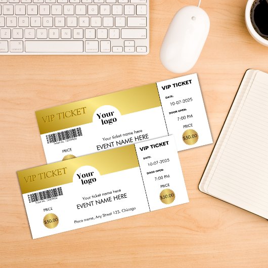 VIP Event Ticket Golden Corporate Logo Kaart