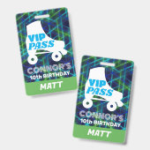 VIP-feestpas jongens roller skating verjaardag koo Badge (Voor- en achterkant)