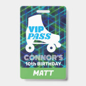 VIP-feestpas jongens roller skating verjaardag koo Badge (Achterkant)