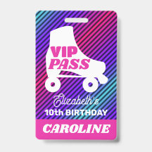 VIP-feestpas meisje roller skate sleutelhanger