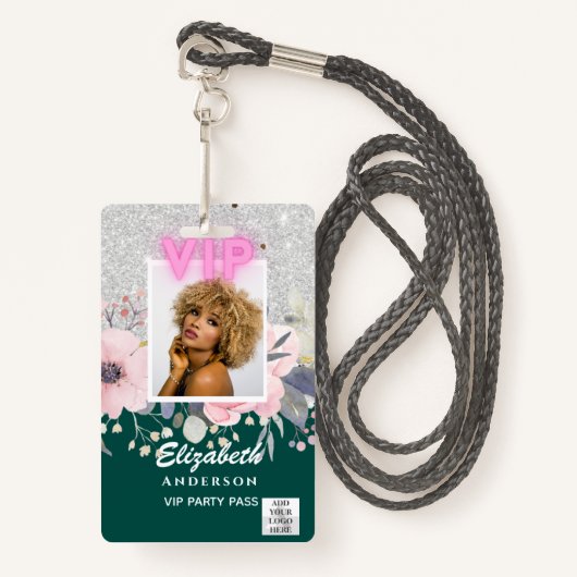 VIP FOTO ID - Feest, Festival, Evenement GLITTER G Badge (Voorkant met draagriem)