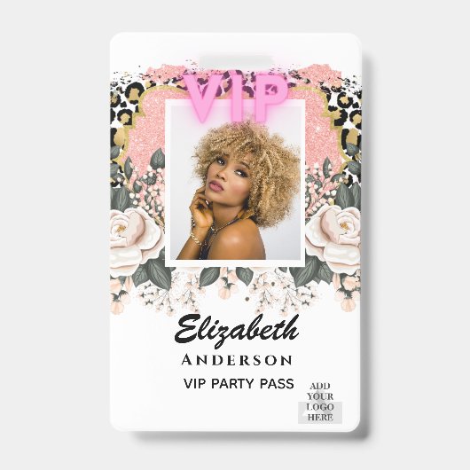 VIP FOTO ID - Feest, Festival, Evenement GLITTER G Badge (Voorzijde)