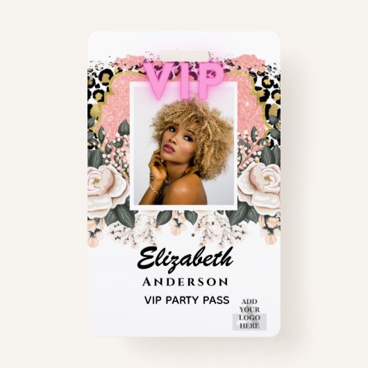 VIP-FOTO-ID - Feest, Festival, Evenement GLITTER G Badge (Voorkant)