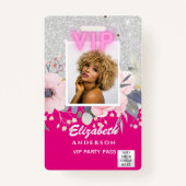 VIP-FOTO-ID - Feest, Festival, Evenement GLITTER G Badge (Voorkant)