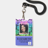 VIP FOTO-ID - Feest Festival Evenement GLITTER GLA Badge (Voorzijde met lanyard)
