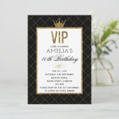 VIP Gold en Black Glitter verjaardagsuitnodigingen Kaart (Staand voorkant)
