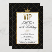 VIP Gold en Black Glitter verjaardagsuitnodigingen Kaart (Voorkant / Achterkant)