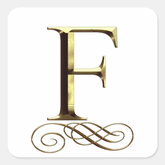 VIP Gold "F"-monogram Vierkante Sticker (Voorkant)