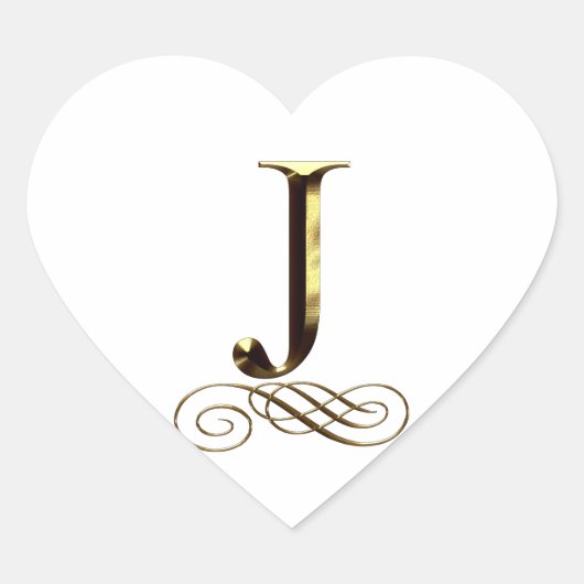 VIP Gold"J" monogram Hart Sticker (Voorkant)