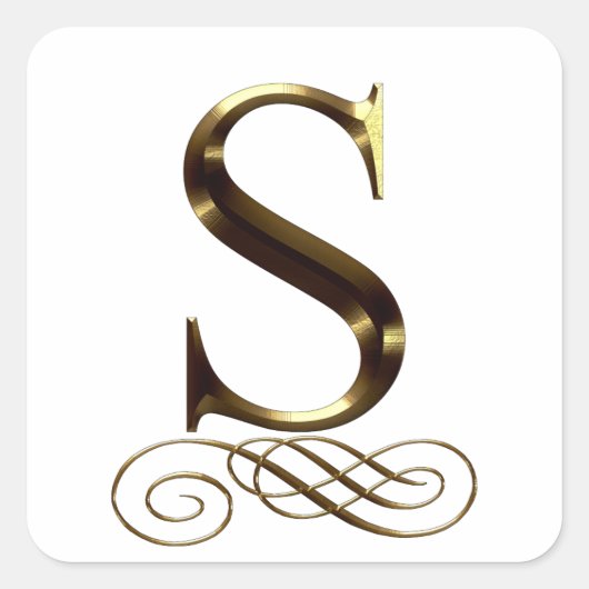 VIP Gold"S"-monogram Vierkante Sticker (Voorkant)