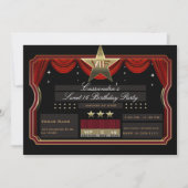 VIP Gold Star Red en Black Elegant Birthday Party Kaart (Voorkant)