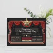 VIP Gold Star Red en Black Elegant Birthday Party Kaart (Staand voorkant)