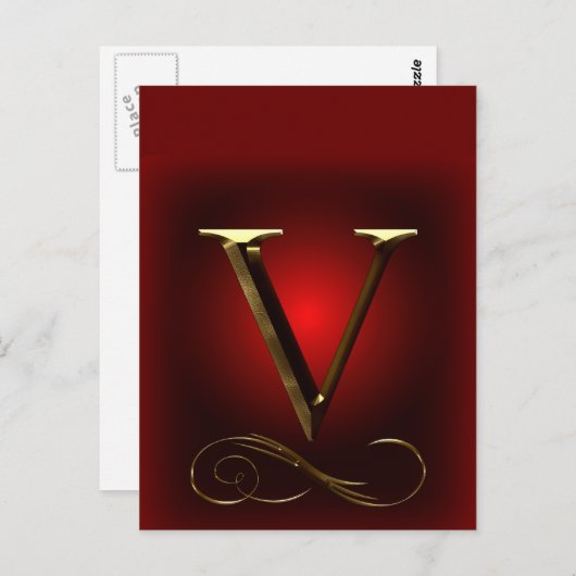VIP Gold "V"-monogram in rood en zwart Briefkaart (Voorkant / Achterkant)