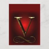 VIP Gold "V"-monogram in rood en zwart Briefkaart (Voorkant)