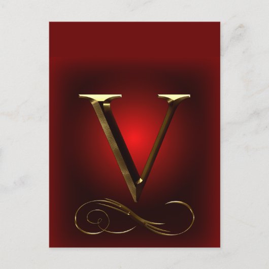 VIP Gold "V"-monogram in rood en zwart Briefkaart (Voorkant)