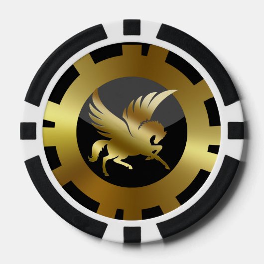 VIP Golden Pegasus zwart en goud Pokerchips (Voorkant)