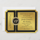 VIP Gouden Ticket Verjaardagsfeestje Kaart (Voorkant)