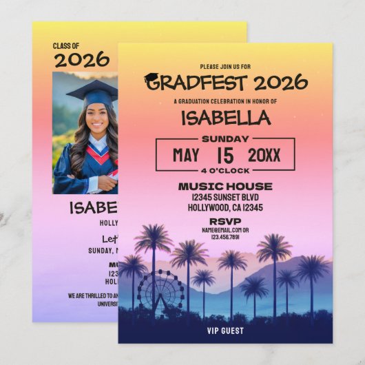 VIP Gradfest 2026 Feest Uitnodiging (Voorkant / Achterkant)