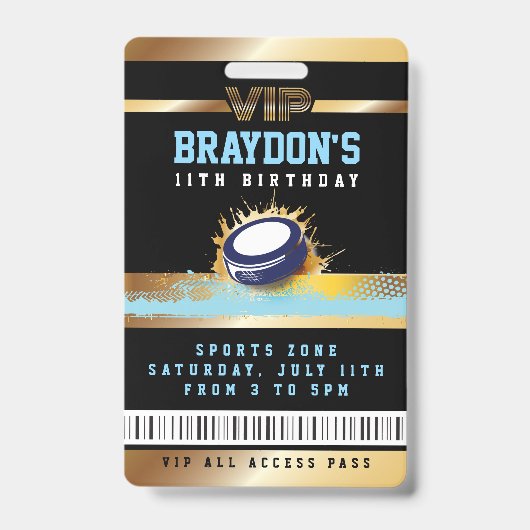 VIP Hockey ALL TOEGANG Gold Pass Badge (Voorzijde)