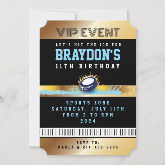 VIP Hockey ALL TOEGANG Gold Pass Badge Uitnodiging (Voorkant)