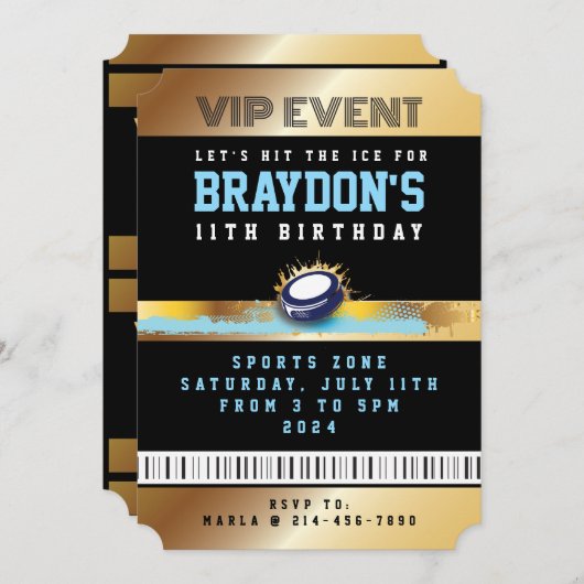 VIP Hockey ALL TOEGANG Gold Pass Badge Uitnodiging (Voorkant / Achterkant)
