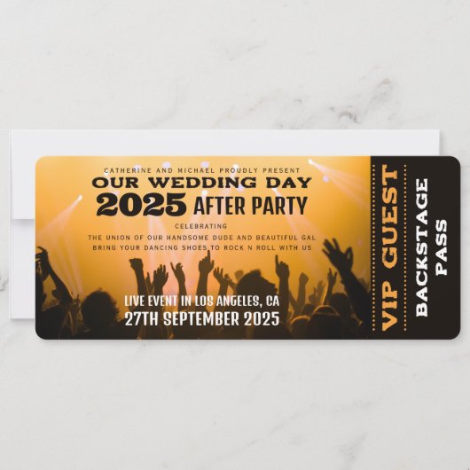 VIP-kaartje voor muziekopnames met QR-code Save The Date (Voorkant)