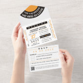 VIP-kaartje voor muziekopnames met RSVP-bruiloft All In One Uitnodiging (Afscheurbaar)