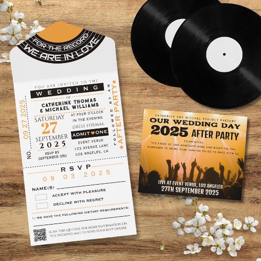 VIP-kaartje voor muziekopnames met RSVP-bruiloft All In One Uitnodiging