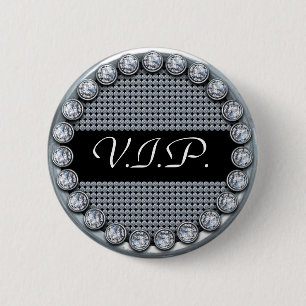 VIP-knop voor sjabloon met zilver en diamant Ronde Button 5,7 Cm