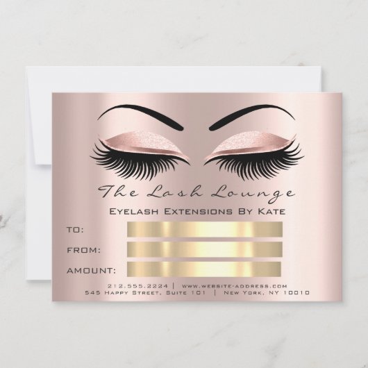 VIP Lash Roos Brow Makeup Artist Certificate Cadea Kaart (Voorkant)