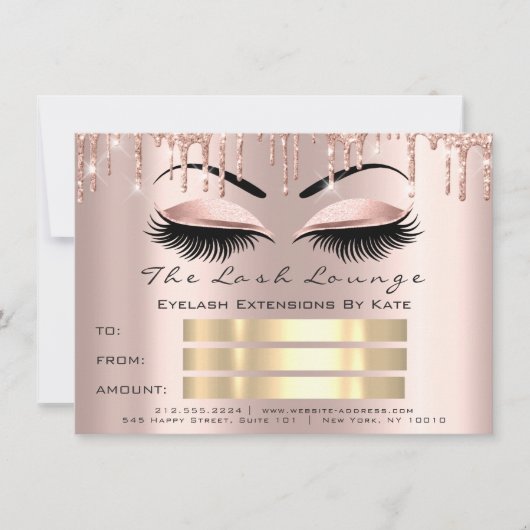 VIP Lashes Roos Brow Makeup Certificate Cadeaut Kaart (Voorkant)