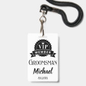 VIP-lid bruidsjonker gepersonaliseerde  trouw Badge (Voorzijde met lanyard)