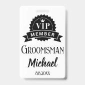 VIP-lid bruidsjonker gepersonaliseerde  trouw Badge (Achterkant)