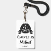 VIP-lid bruidsjonker gepersonaliseerde  trouw Badge (Achterkant met lanyard)