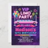 VIP Limo Party Birthday Invitation Rainbow Colors Kaart (Voorkant)