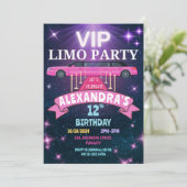 VIP Limo Party Verjaardagsfeestje Meisje Kaart (Staand voorkant)