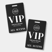 VIP Logo Black All Access Evenement Badge (Voor- en achterkant)