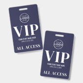 VIP Logo Navy Blue All Access Event Badge (Voor- en achterkant)