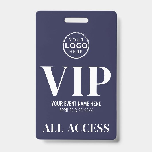 VIP Logo Navy Blue All Access Event Badge (Voorkant)
