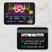 VIP Masquerade Birthday Credit Kaart Uitnodigingen (Voorkant / Achterkant)