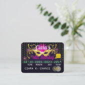 VIP Masquerade Birthday Credit Kaart Uitnodigingen (Staand voorkant)