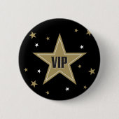 VIP met gouden sterren op zwarte achtergrond Ronde Button 5,7 Cm (Voorkant)