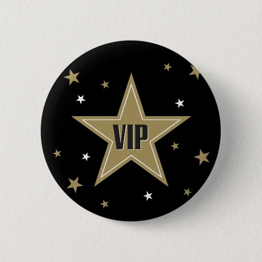 VIP met gouden sterren op zwarte achtergrond Ronde Button 5,7 Cm (Voorkant)