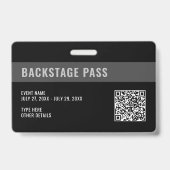 VIP met QR-code en foto horizontale ID-badge Badge (Achterkant)