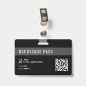 VIP met QR-code en foto horizontale ID-badge Badge (Achterkant met clip)