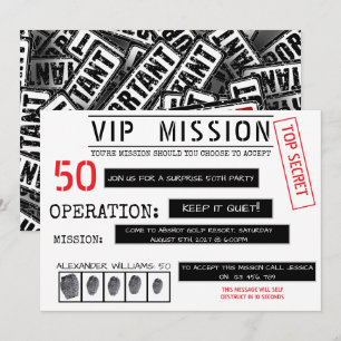 VIP Missie Verrassing 50ste Verjaardag Kaart