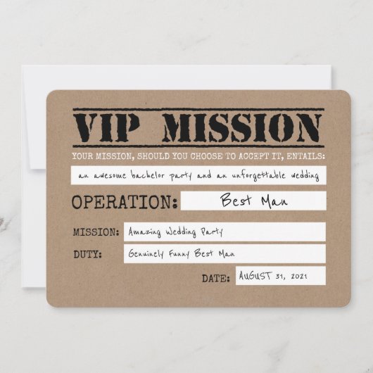 Vip Mission Funny Best Man Voorstel Kaart (Voorkant)