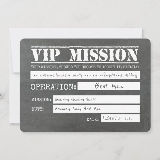 Vip Mission Funny Best Man Voorstel Kaart (Voorkant)