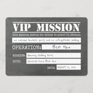 Vip Mission Funny Best Man Voorstel Kaart